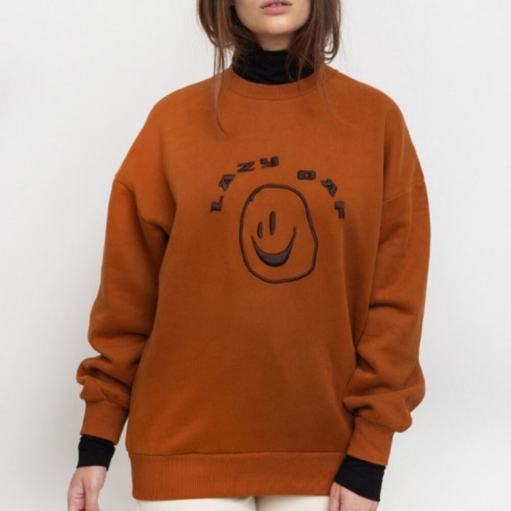 Lazy Oaf Squish Face Layer Crew Sweater Pullover … - image 2